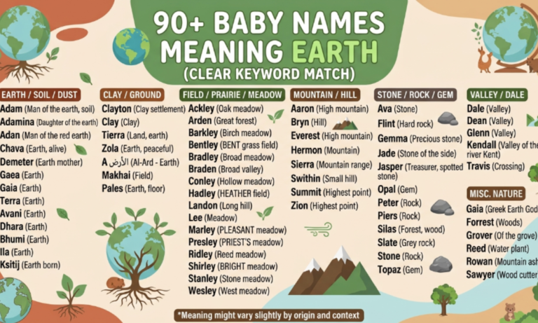 90+ Baby Names Meaning Earth (clear keyword match)