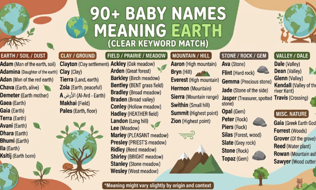 90+ Baby Names Meaning Earth (clear keyword match)