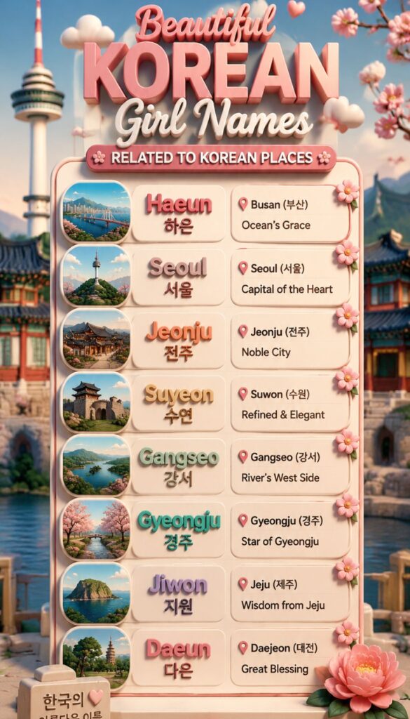 Beautiful Korean Girl Names Related to Korean Places