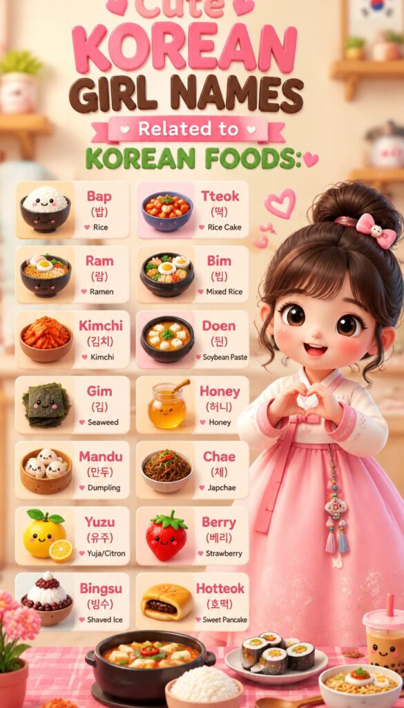 Cute Korean Girl Names Related to Korean Foods