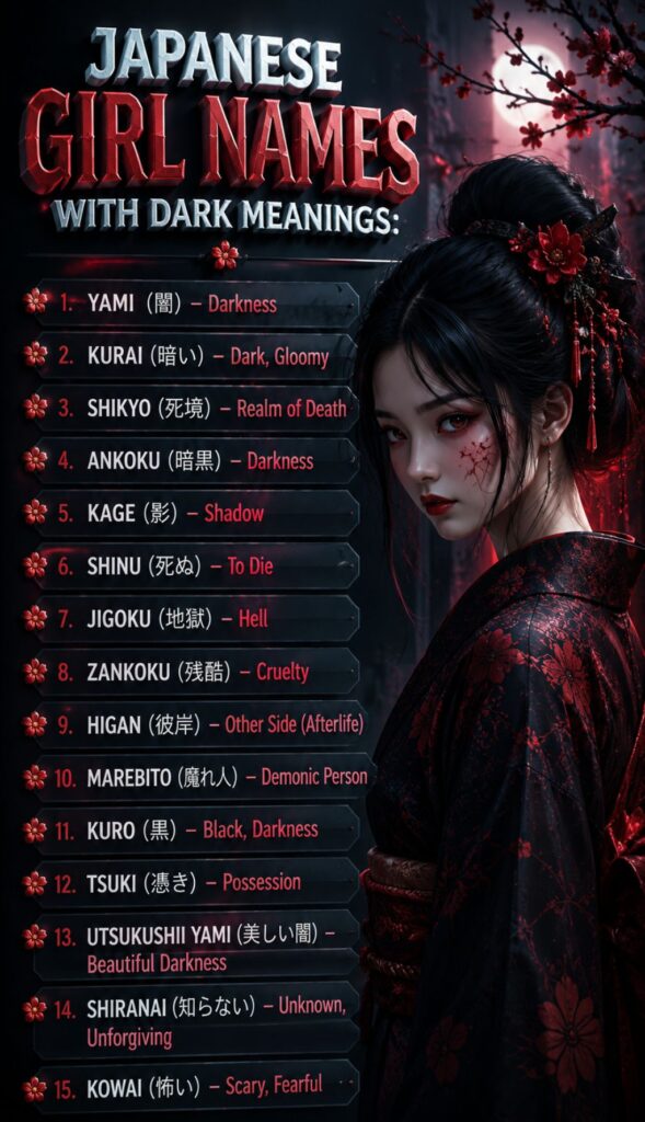 Japanese girl names with dark meanings