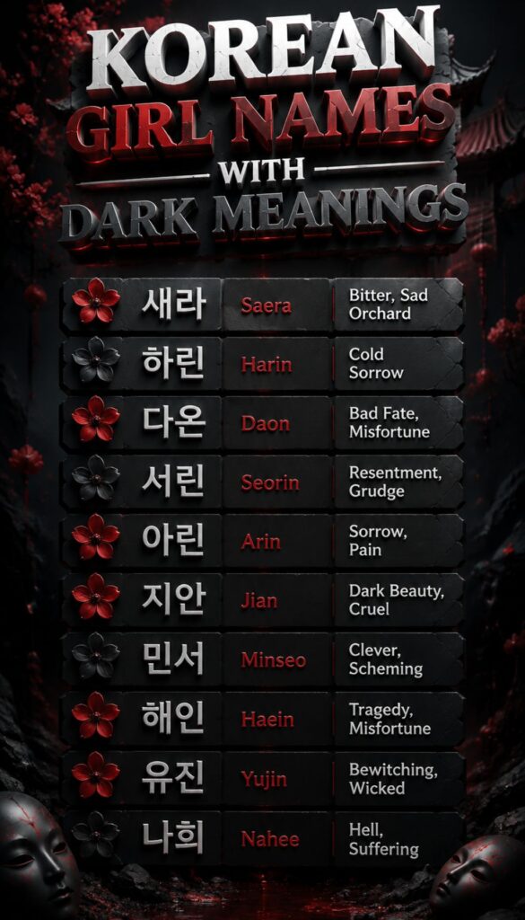 Korean girl names with dark meanings