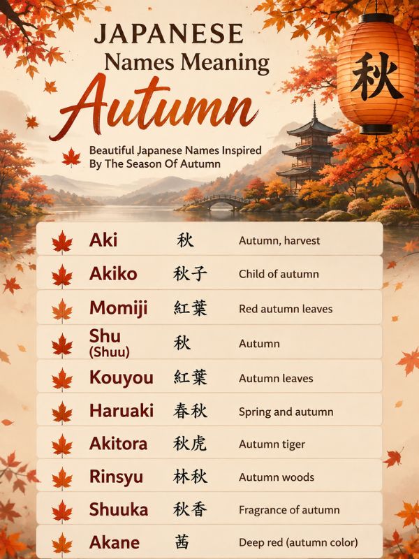 Names meaning autumn japanese